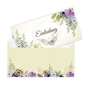 Einladungskarte Hochzeit + Umschlag Hochzeitseinladung Erwachsene Einladungen für Geburtstag Kommunion Konfirmation Standesamt Blumen Natur