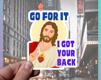 Pegatina de vinilo impermeable con el divertido meme de Jesús