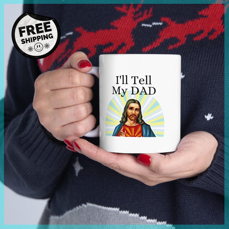jesus birthday gift, brb jesus mug, yolo jesus mug, catholic gift idea, christian coffee mug, fun religious gift, religious teen gift, priest pastor gag, youth pastor mug, white elephant funny, funny christmas, religious coffee mug, i saw that jesus