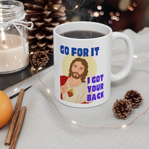 Jesus Christentum Keramiktasse 11 Unzen, Jesus Meme Kaffeetasse - Jesus späht Kaffeetasse, lustiges Geschenk für Christen, lustige Jesus-Tasse