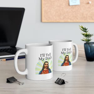 jesus birthday gift, brb jesus mug, yolo jesus mug, catholic gift idea, christian coffee mug, fun religious gift, religious teen gift, priest pastor gag, youth pastor mug, white elephant funny, funny christmas, religious coffee mug, i saw that jesus