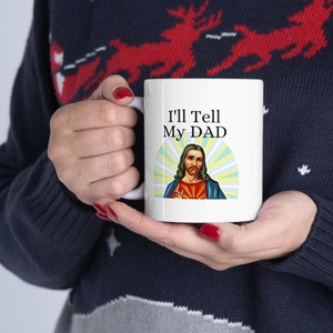 jesus birthday gift, brb jesus mug, yolo jesus mug, catholic gift idea, christian coffee mug, fun religious gift, religious teen gift, priest pastor gag, youth pastor mug, white elephant funny, funny christmas, religious coffee mug, i saw that jesus