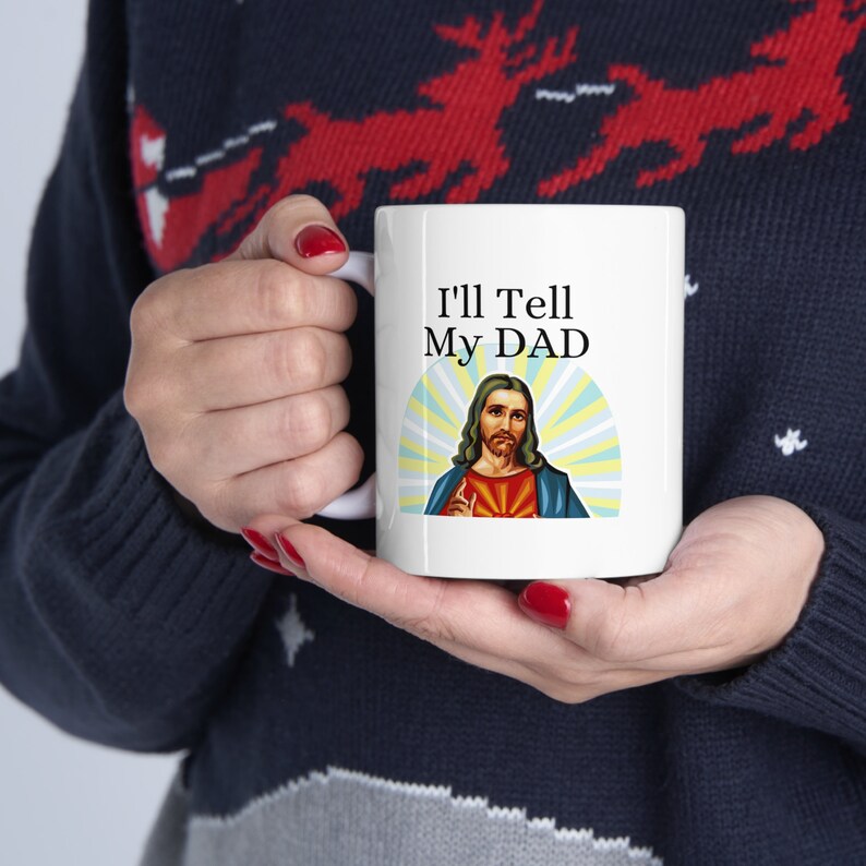jesus birthday gift, brb jesus mug, yolo jesus mug, catholic gift idea, christian coffee mug, fun religious gift, religious teen gift, priest pastor gag, youth pastor mug, white elephant funny, funny christmas, religious coffee mug, i saw that jesus
