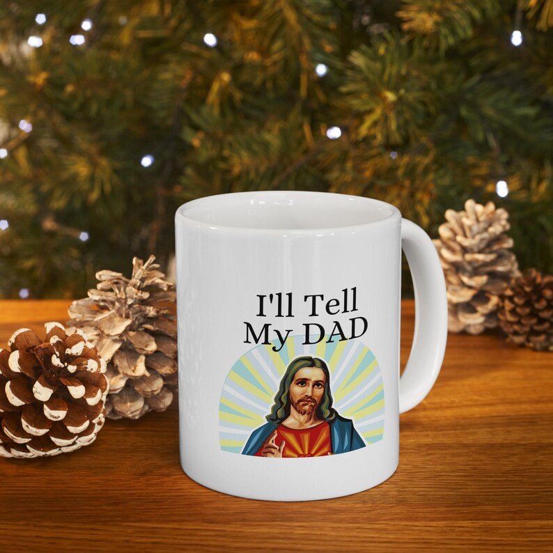 jesus birthday gift, brb jesus mug, yolo jesus mug, catholic gift idea, christian coffee mug, fun religious gift, religious teen gift, priest pastor gag, youth pastor mug, white elephant funny, funny christmas, religious coffee mug, i saw that jesus