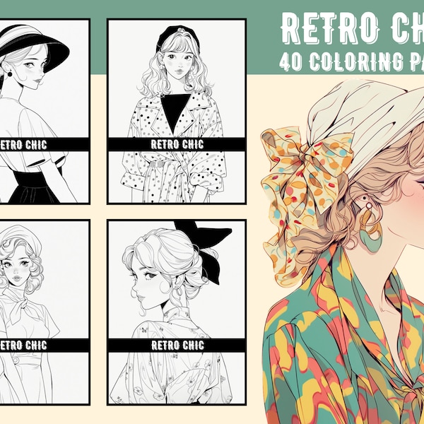 40 Retro Chic: Coloring Pages Celebrating Timeless Fashion, 1920s - 1950s Iconic Looks | PDF Coloring Pages