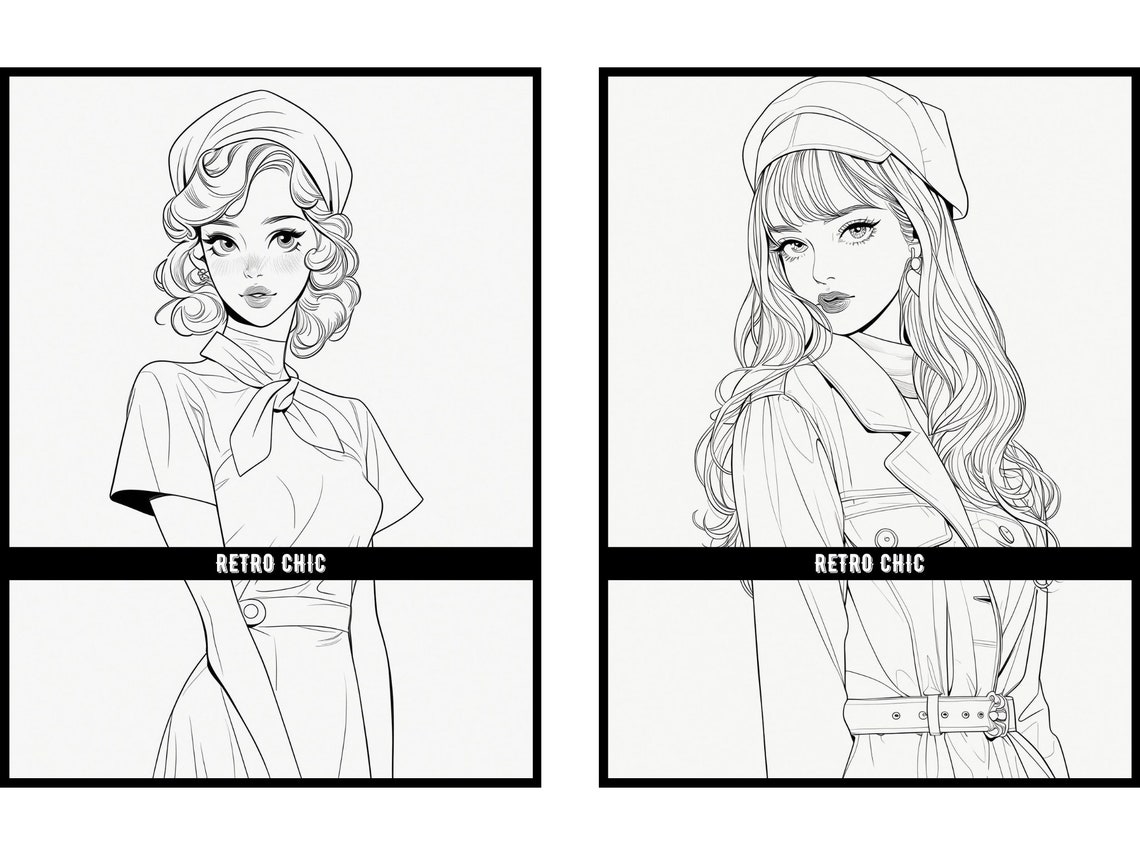 40 Retro Chic: Coloring Pages Celebrating Timeless Fashion, 1920s ...