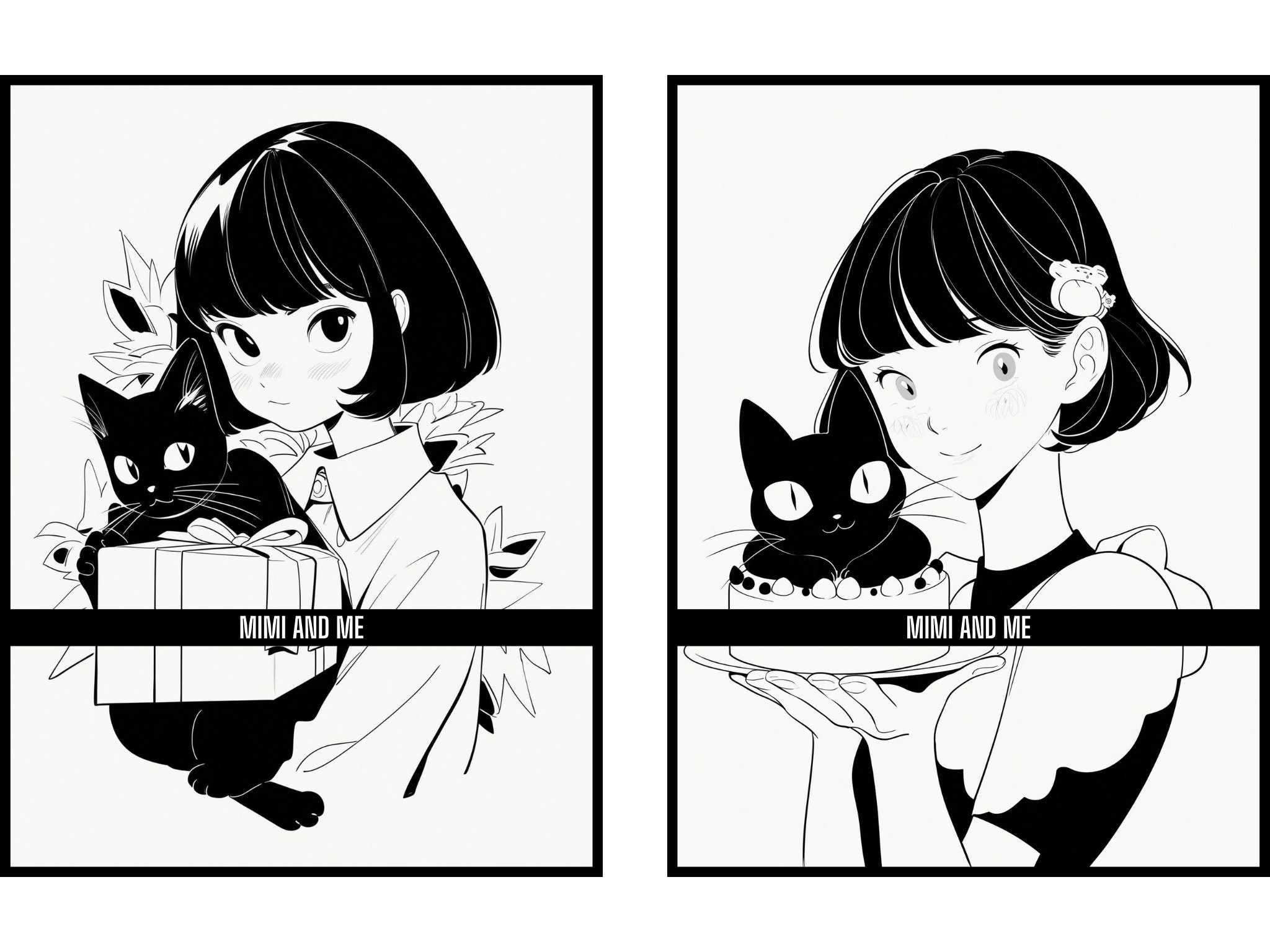 50 Mimi and Me: A Coloring Book of a Girl and Her Black Cat Digital ...