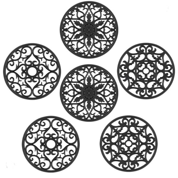 6PCS Silicone Trivets for Mother’s Day Present Rubber Hot Pot Holders Hot Pads Table Mats Rubber Hot Pot Holders Coaster