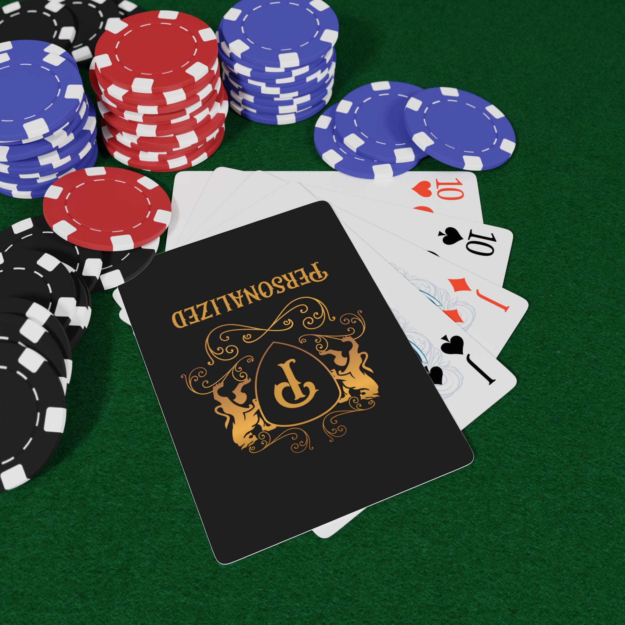 Personalized Luxury Crest Poker Playing Cards | Custom Monogram Badge ...