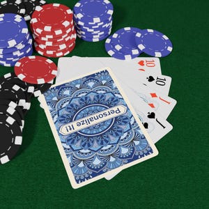 Blue Mandala Personalized Poker Playing Cards | Customizable Bicycle-Style Deck image 5