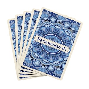 Blue Mandala Personalized Poker Playing Cards | Customizable Bicycle-Style Deck image 1