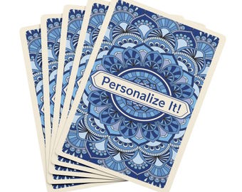 Naipes de póker personalizados con mandala azul / Baraja estilo Bicycle personalizable