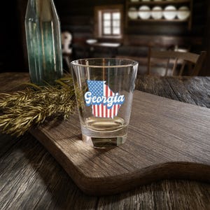 Georgia Shot Glass with American Flag Design | Perfect for Souvenir, Gift, Party Favor, Barware, Collectibles