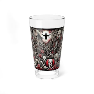 Gothic Horror Pint Beer Glass, 16oz | Scary Themed Drinkware | Perfect for Halloween Parties, Collectors, and Gift Giving