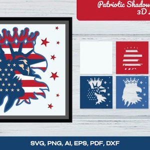 Patriotic Shadow Box USA 3D Layered Multilayer Design- Laser Cutting, Plasma Cutting Files - Glowforge | SVG, png, AI, eps, pdf, dxf