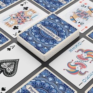 Blue Mandala Personalized Poker Playing Cards | Customizable Bicycle-Style Deck image 3