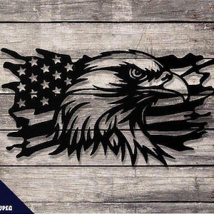 Eagle Head Us Flag SVG DXF PNG pdf eps Design Cut Files | Laser Cut, Plasma Cut, Cricut File, Patriotic Eagle Stencil