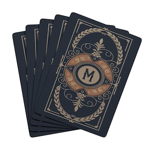Baralho de pôquer vintage ornamentado com monograma | Baralho Art Déco personalizado