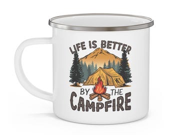 Enamel Camping Mug: Adventurous Outdoor Coffee Cup