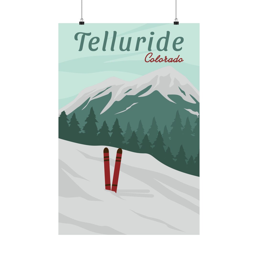 Vintage Telluride Colorado Ski Poster | Retro Travel Art - Etsy