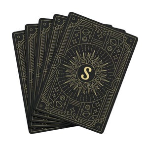 Cartes à jouer de poker personnalisées Celestial, Lecteurs de cartes-cadeaux à monogramme, Accessoires de bar, Soirée casino, Cartes à jouer personnalisées