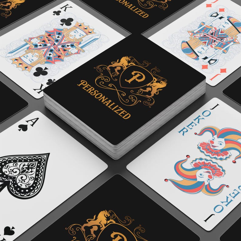 Personalized Luxury Crest Poker Playing Cards | Custom Monogram Badge ...