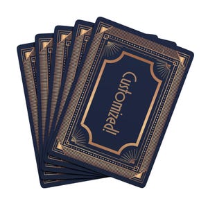 Personalized Art Deco Vintage Poker Playing Cards | Customizable Classic Blue Back, Decorative Face