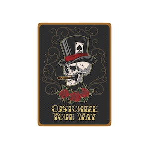 Aanpasbare schedel speelkaarten set, pokercadeaus voor gamers, kaartspellen, halloweendecor, unieke verzamelobjecten, aanpasbaar ontwerp