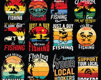 Pacote de arquivos SVG para pesca – 12 designs temáticos, Cricut e decalques (+ PNGs)