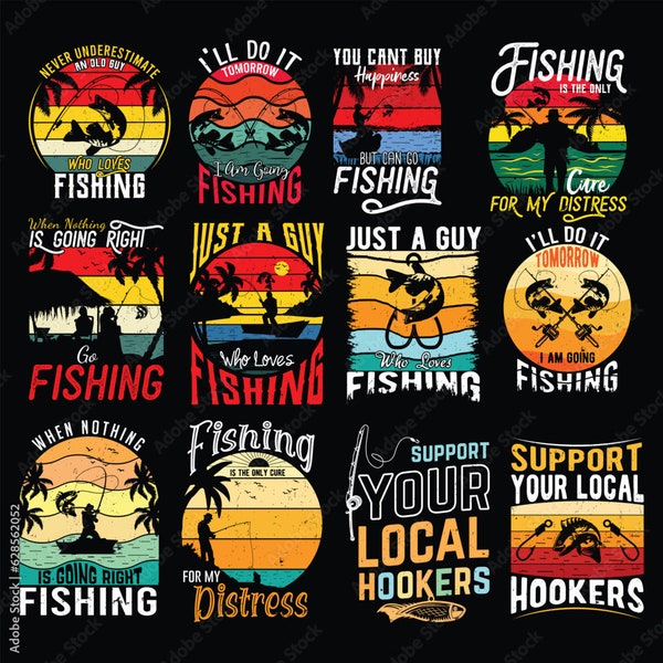 Fishing Svg - 12 Fishing Themed Designs | Fishing Svg Bundle | Fishing Svg for Cricut | Fishing Svg Sayings | Fishing Svg Decals | + PNGs