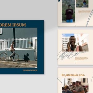 Blue & Beige Photo Album InDesign Template: A4 Square (Digital Files Only)