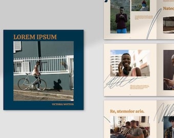 Blue & Beige Photo Album InDesign Template: A4 Square (Digital Files Only)