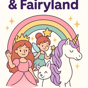 Princess, Fairy & Unicorn Coloring Pages | 20 Printables for Kids | Digital Download PNG + PDF