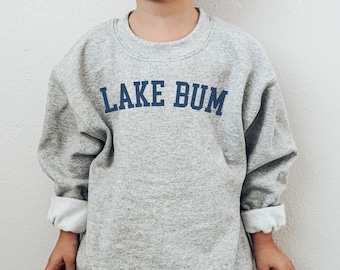 Kids Lake Bum Sweatshirt, Lake Life Kids Shirt, Michigan Sweatshirt for Kids Summer Clothing, Great Lakes Kids Sweatshirt Youth Up North Tee