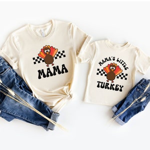 Mommy and Me Fall Little Turkey Shirt, Mama and Me Match, Thanksgiving Family Shirt, Mama Mini Match, Thanksgiving Baby Outfit Mommie and Me