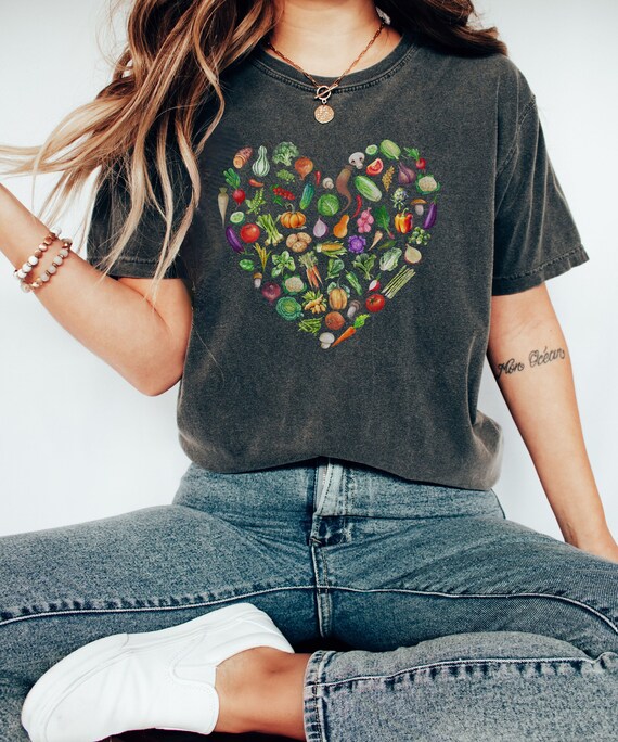 Vegan Tshirt Women, Heart Veggie Lover Vegan Tshirt Tee Vegan Tshirt Women, Heart Veggie Lover Vegan Tshirt Tee