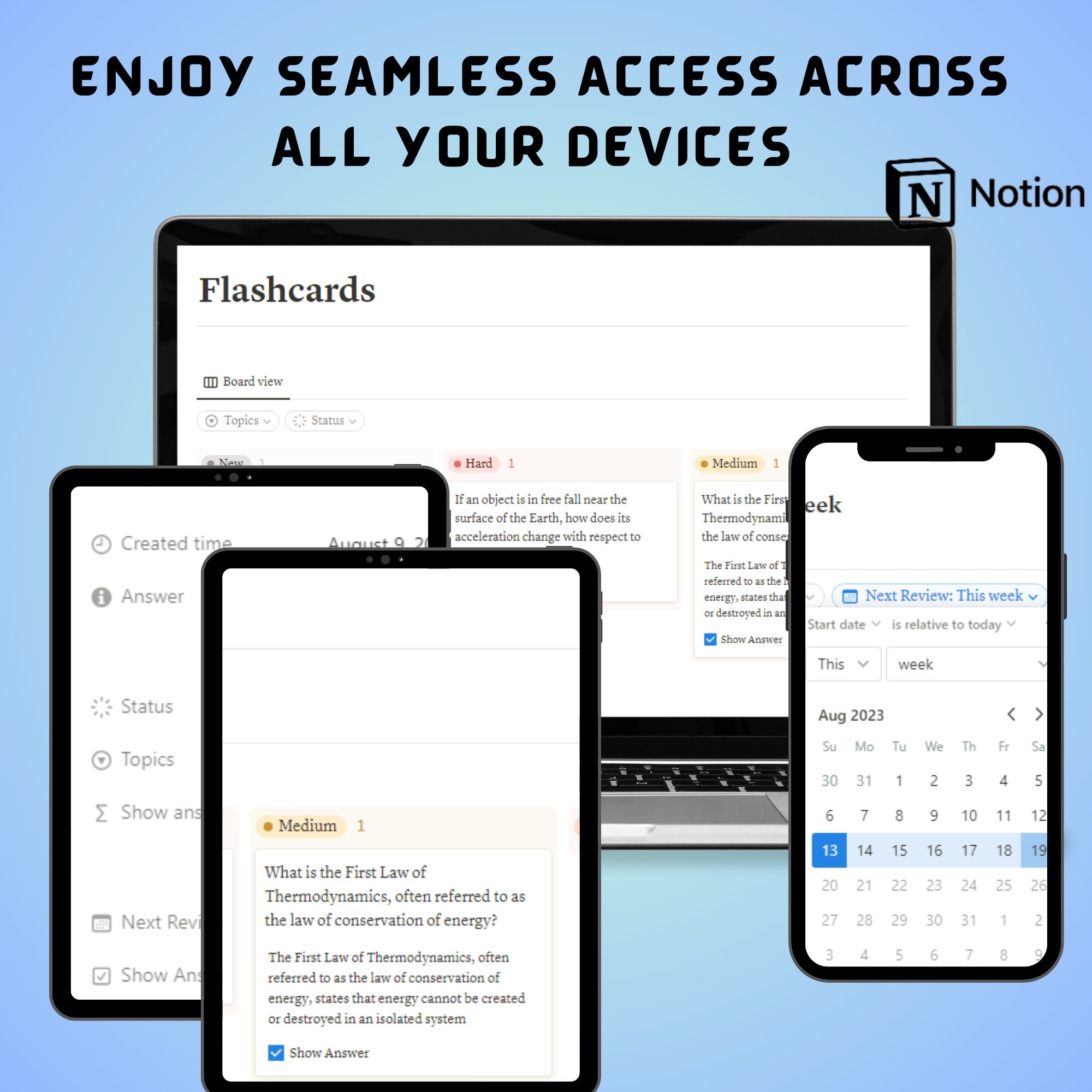 Digital Flashcards Notion Template Study Planner Note Etsy
