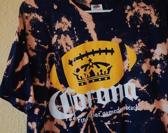 Black Football Bleached T-shirt (Size Large)