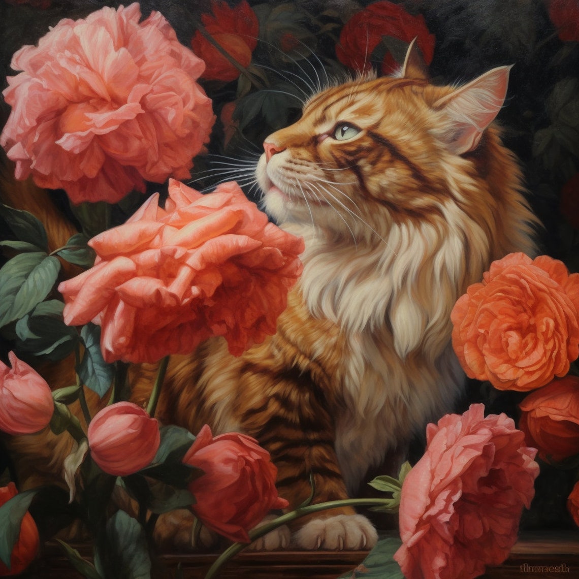 Cat With Peonies Cross Stitch Pattern / Instant PDF Download - Etsy