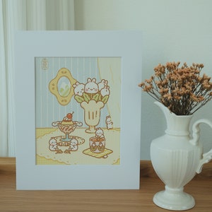 Bunnie&#39;s Afternoon Tea Art Print by 2jingis2jing|Cute Illustration|Wall Art|Giclee Printing