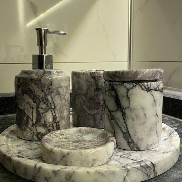 Marble Bathroom Set - Etsy