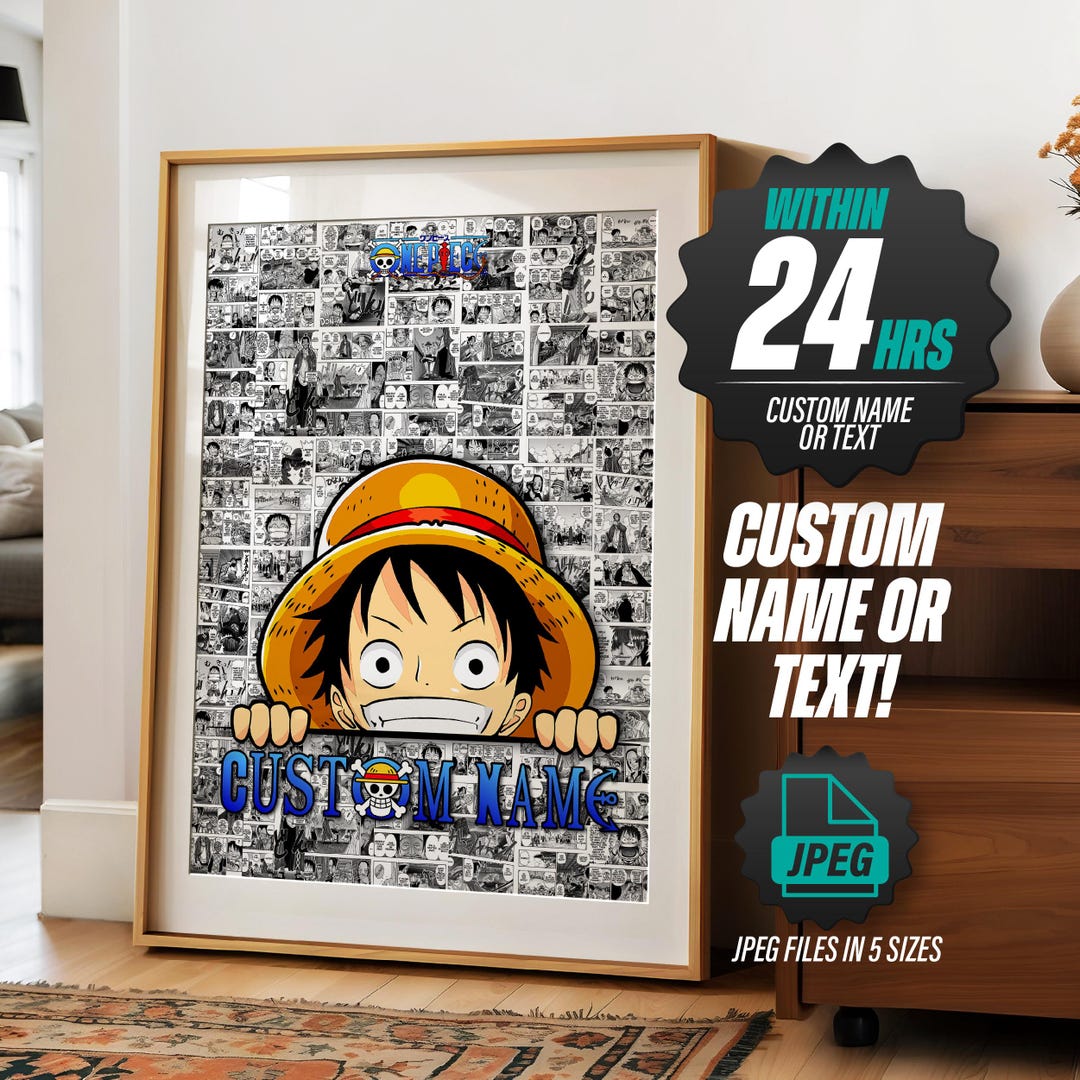 One Piece Wall Art, Luffy, Straw Hat Luffy, One Piece Prints, One Piece ...