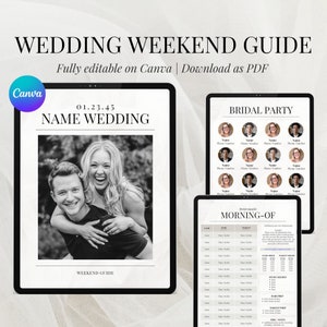 Wedding Weekend Guide | Bridal Party and Family | Canva Digital Template | Printable/Editable | Timeline & Event Schedule