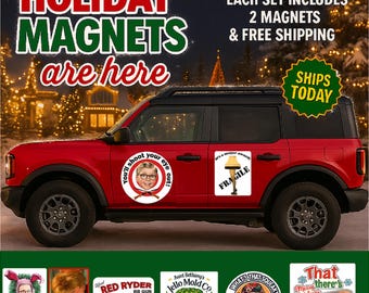 Christmas Car Magnets | Holiday Vehicle Decorations |  Set of 2 | FAST Shipping | Outdoor Safe