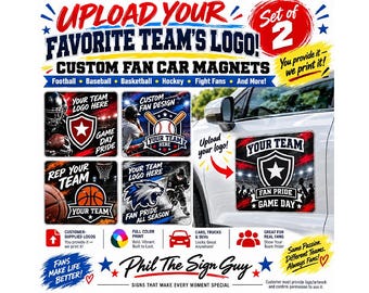 Custom Sports Team Logo Car Magnets, Personalized Fan Vehicle Magnet (Set of 2)