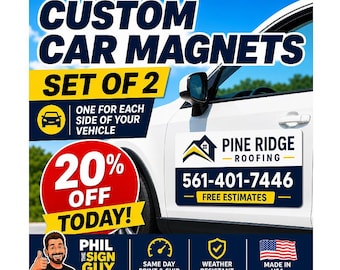 Custom Car Magnets: Full Color Business Vehicle Signs (Set of 2)