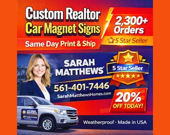 Realtor car Magnets : Full Color Business Vehicle Signs (Set of 2)