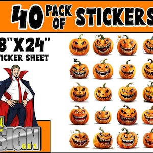 Halloween Scary Pumpkin Stickers, Pumpkin decals, Vinyl Halloween Scary Pumpkin decals,  Jack O Lantern Halloween Stickers
