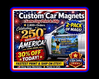 Custom Car Magnets: Full Color Business Vehicle Signs (Set of 2)