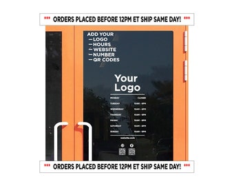 Custom Store Hours Vinyl Decal with QR Code